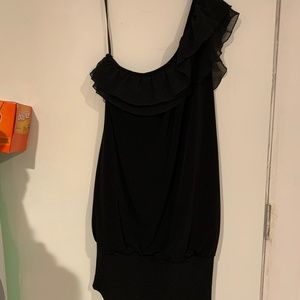 BCX ONE SHOULDER RUFFLED DRESS WITH BUBBLE HEM